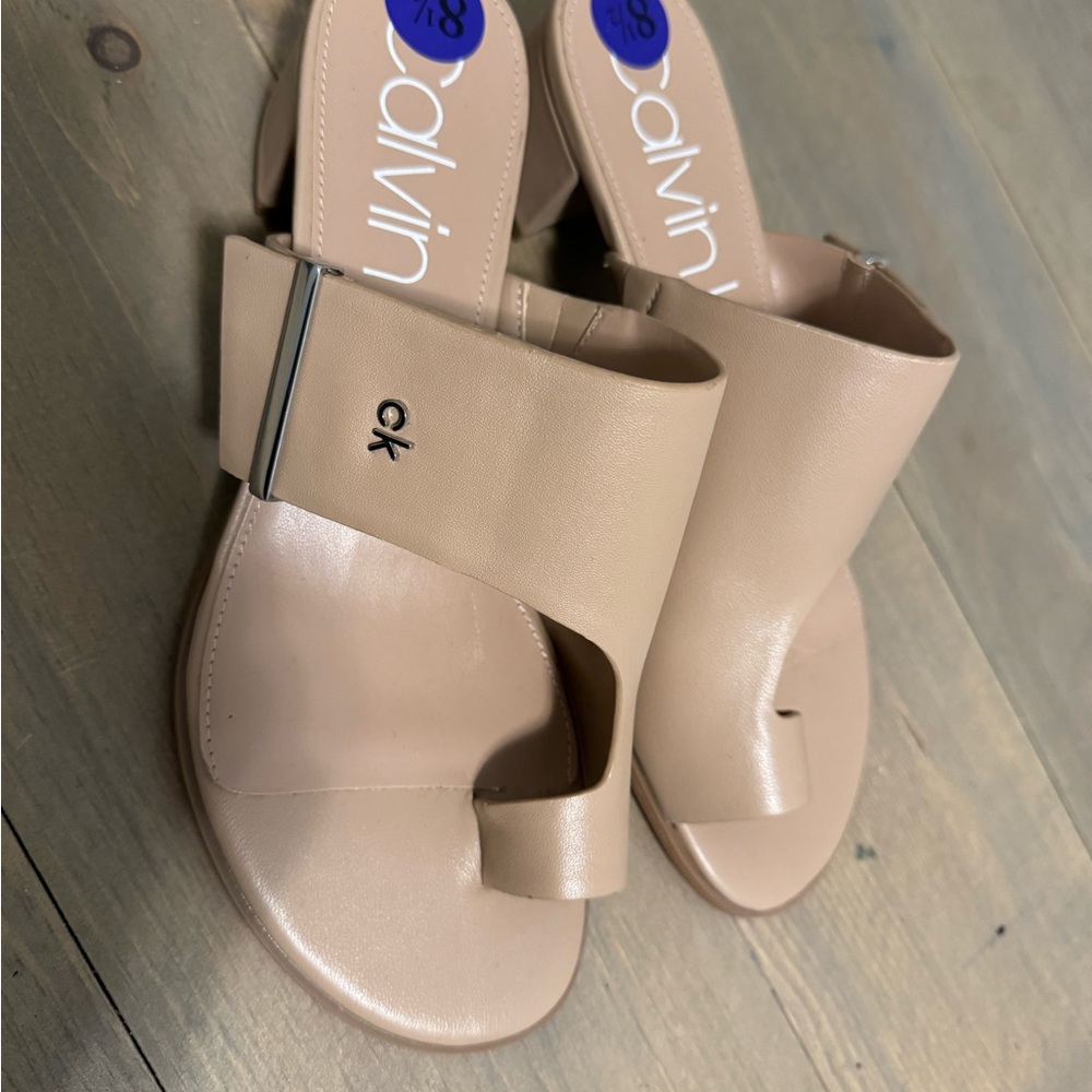 Calvin Klein Women's Tan Slide Sandals